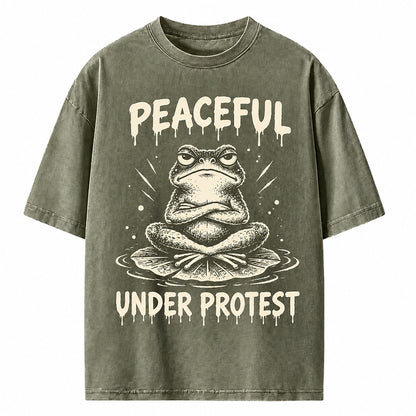 Peaceful Under Protest Frog Heavyweight T-Shirt