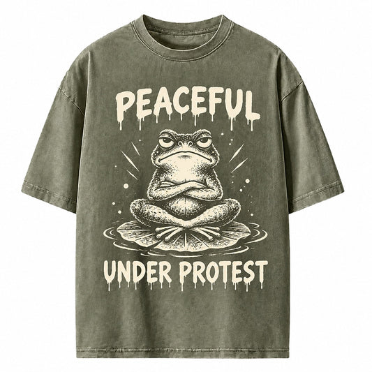 Peaceful Under Protest Frog Heavyweight T-Shirt