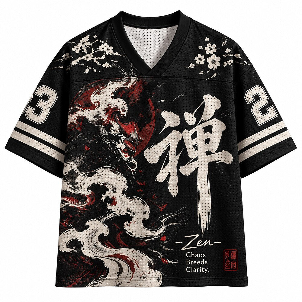 Men's Kanji Number Graphic V-Neck Sports Jersey