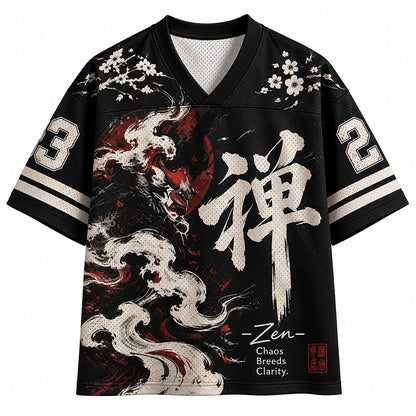 Men's Kanji Number Graphic V-Neck Sports Jersey