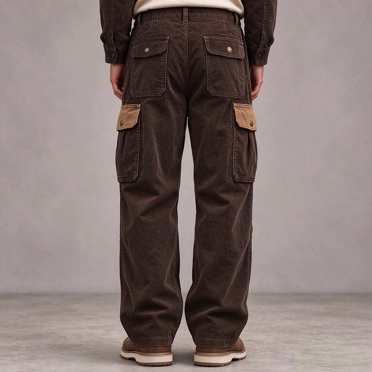 Contrast Pocket Corduroy Cargo Pants