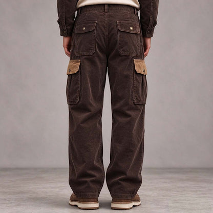 Contrast Pocket Corduroy Cargo Pants