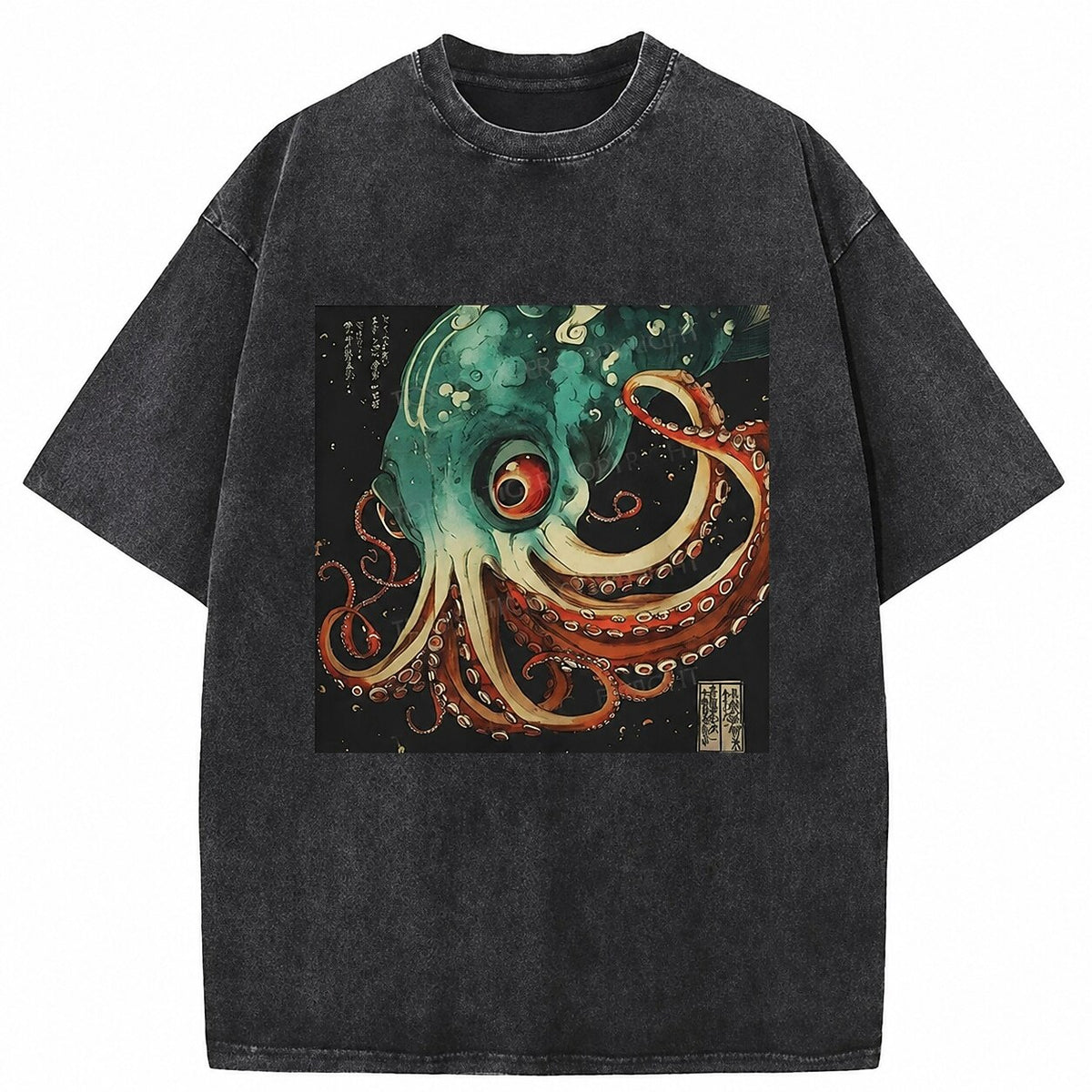 Japanese Style Octopus Washed T-Shirt