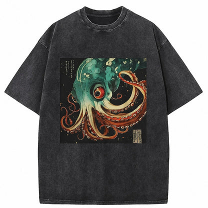 Japanese Style Octopus Washed T-Shirt