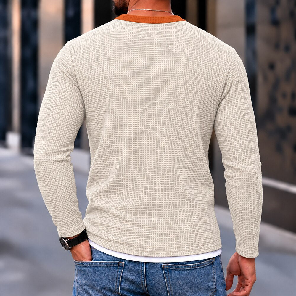Relax Meditating Cat 23 Henley Long Sleeve T-Shirt