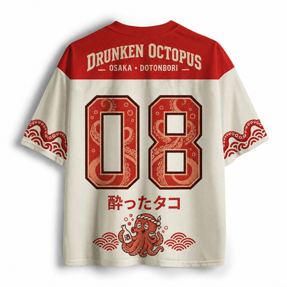 Osaka Dotonbori Drunken Octopus Sake & Tako V-Neck Mesh Jersey