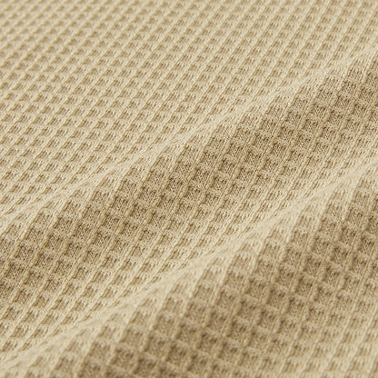 Contrast Collar Waffle Long Sleeve Polo
