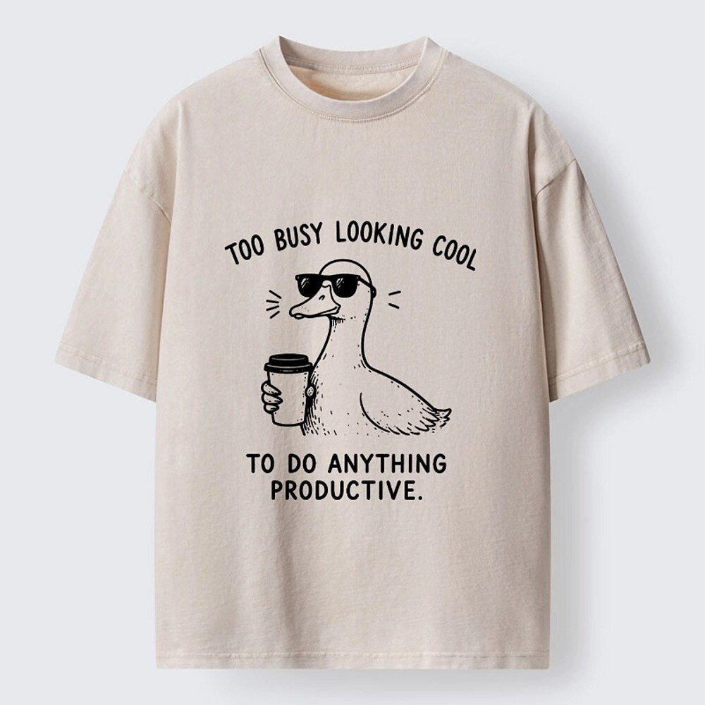 Japanese Style Cool Duck Coffee Washed T-Shirt