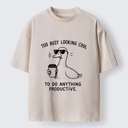Japanese Style Cool Duck Coffee Washed T-Shirt