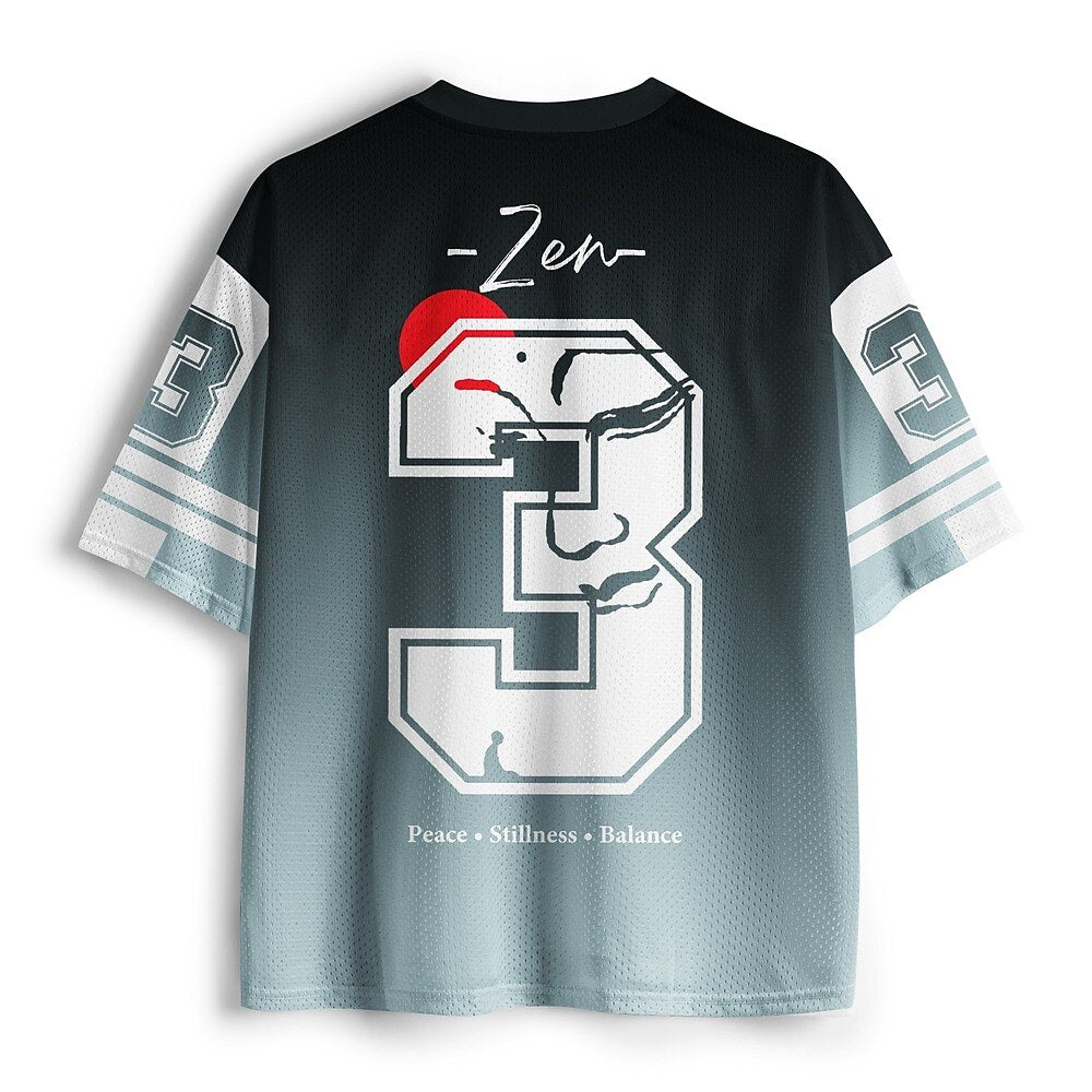 Japanese Style Zen Calligraphy V-Neck Sports Jersey