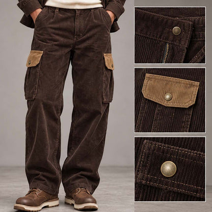 Contrast Pocket Corduroy Cargo Pants
