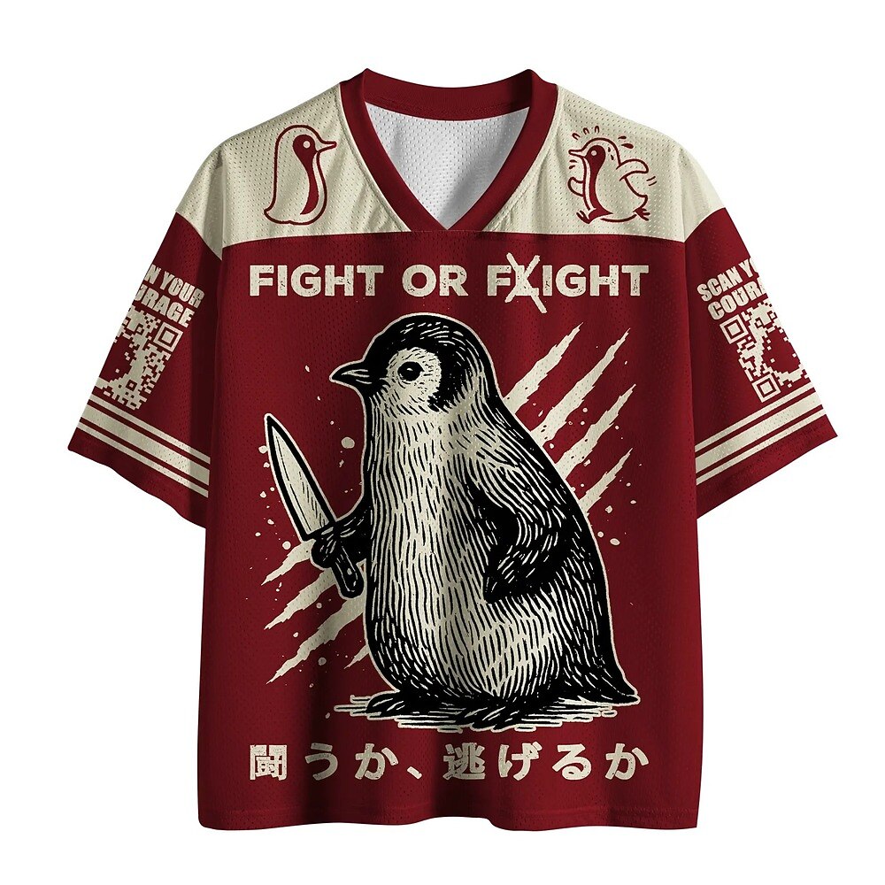 Men's Penguin Number Graphic V-Neck Sports Jersey