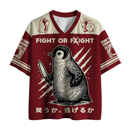 Men's Penguin Number Graphic V-Neck Sports Jersey