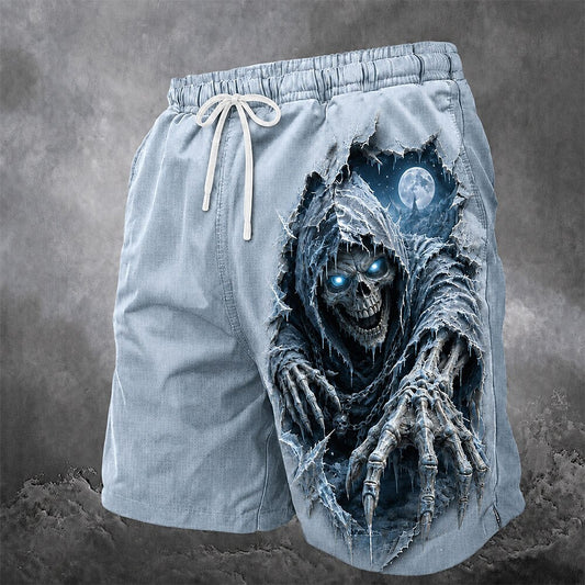Men's Icy Grim Reaper Print Mid-Length Beach Swim Shorts