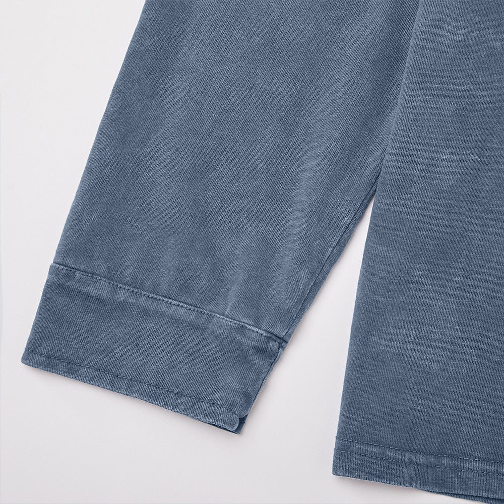 Washed Pocket Henley Long Sleeve T-Shirt