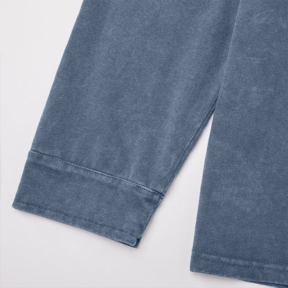 Washed Pocket Henley Long Sleeve T-Shirt
