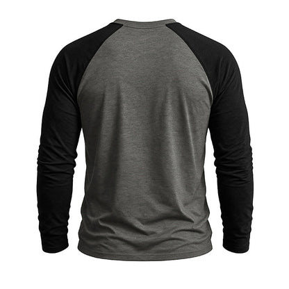 Contrast Raglan Henley Long Sleeve T-Shirt