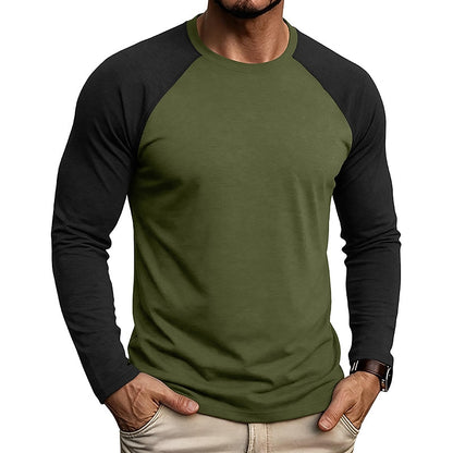 Contrast Raglan Henley Long Sleeve T-Shirt