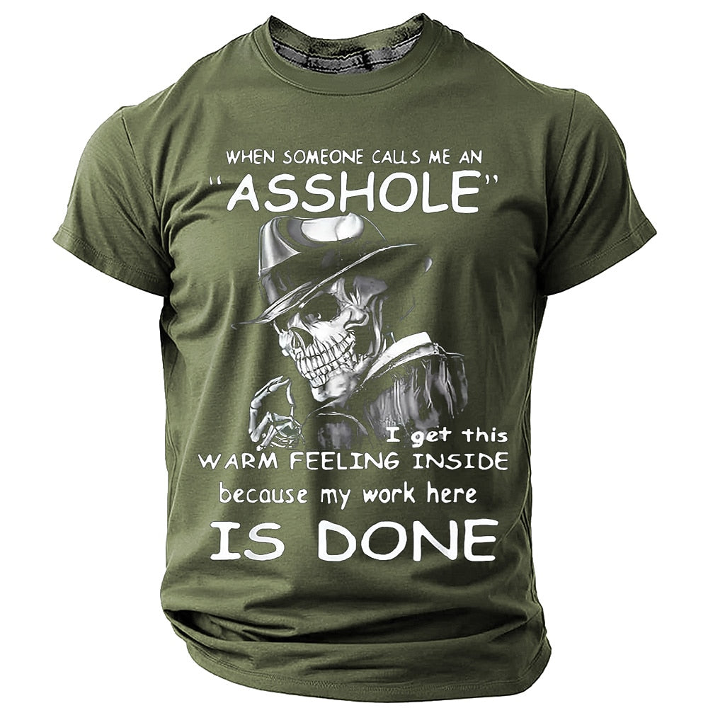 Men's Work Is Done Shark Print Short Sleeve Funny T-Shirt