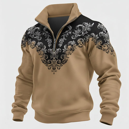 Ornamental Scroll Half-Zip Sweatshirt