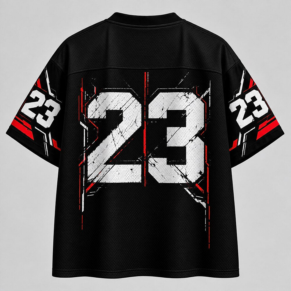 Men's Number Graphic V-Neck Sports Jersey