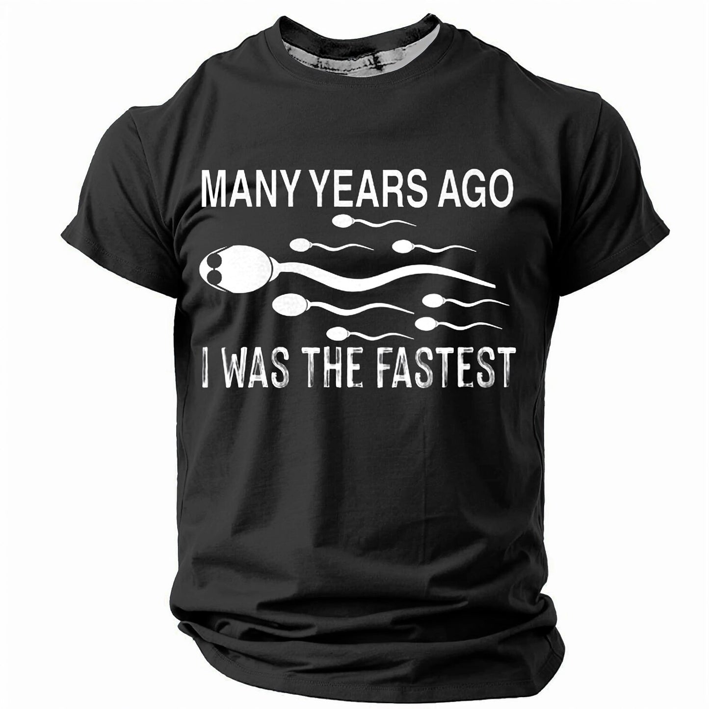 Men's Fastest Sperm Quote Print Short Sleeve Funny T-Shirt