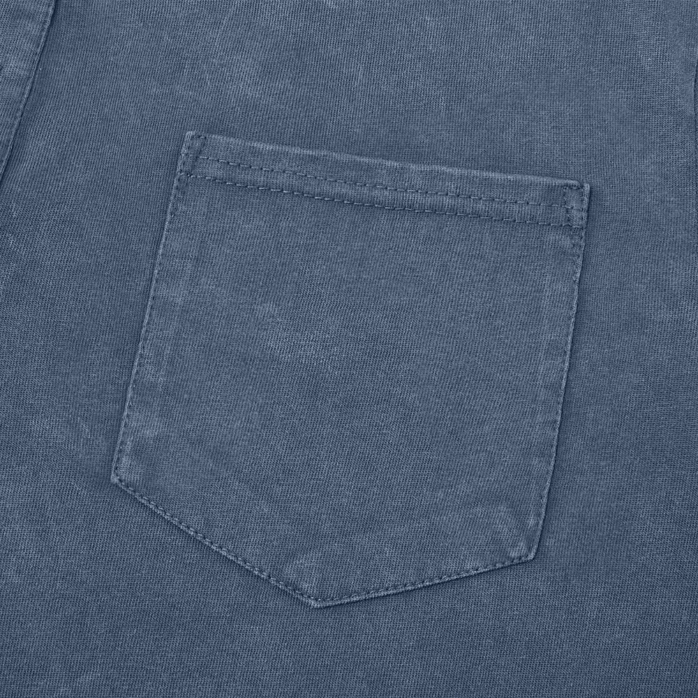 Washed Pocket Henley Long Sleeve T-Shirt