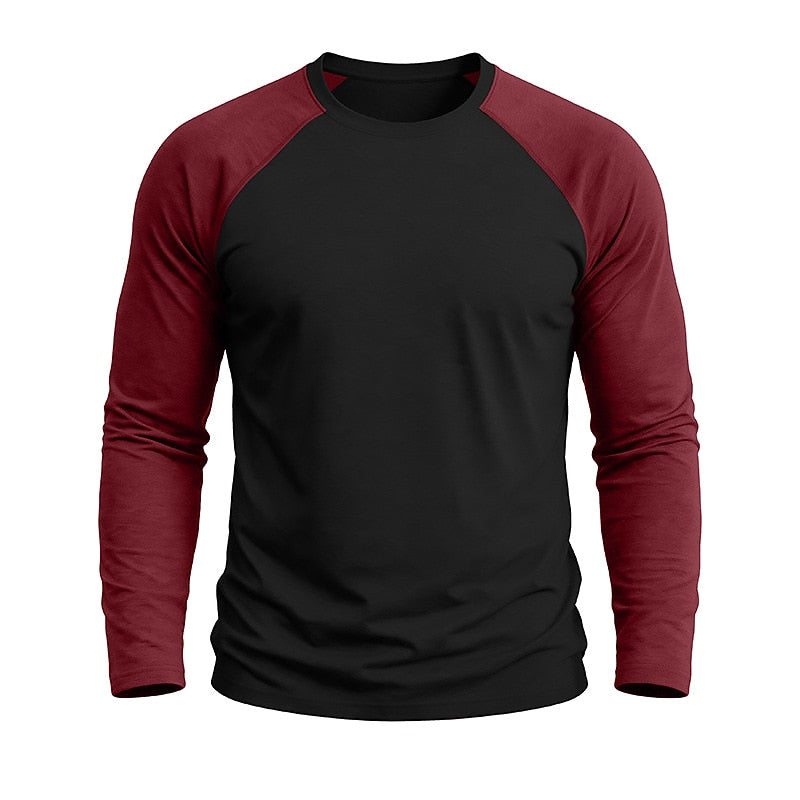 Contrast Raglan Henley Long Sleeve T-Shirt