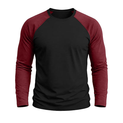 Contrast Raglan Henley Long Sleeve T-Shirt
