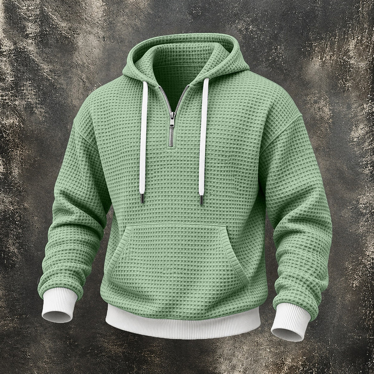 Waffle Quarter-Zip Pocket Hoodie