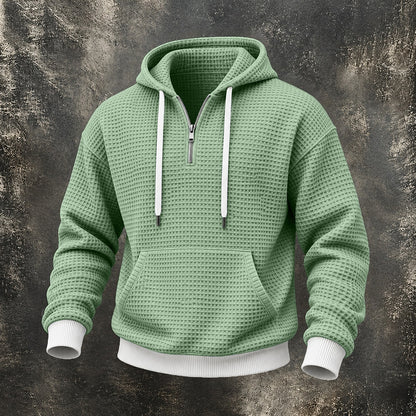 Waffle Quarter-Zip Pocket Hoodie