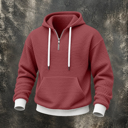 Waffle Quarter-Zip Pocket Hoodie