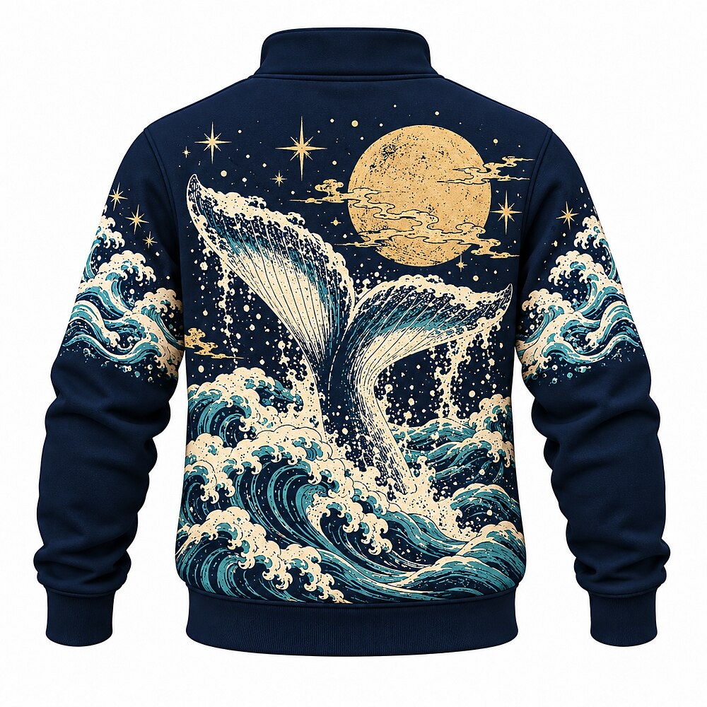 Moonlit Breaching Whale Half-Zip Sweatshirt