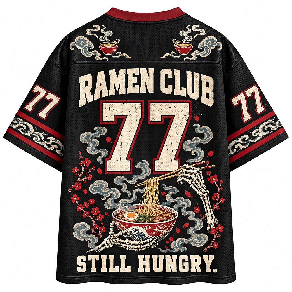 Running on Ramen Skeleton Number 77 Mesh Jersey