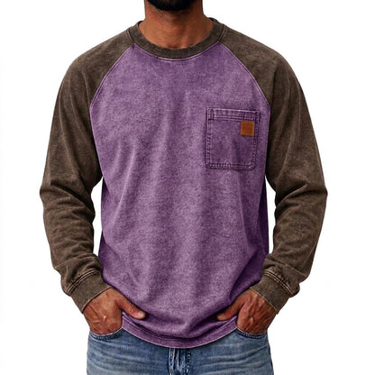 Washed Raglan Pocket Long Sleeve T-Shirt