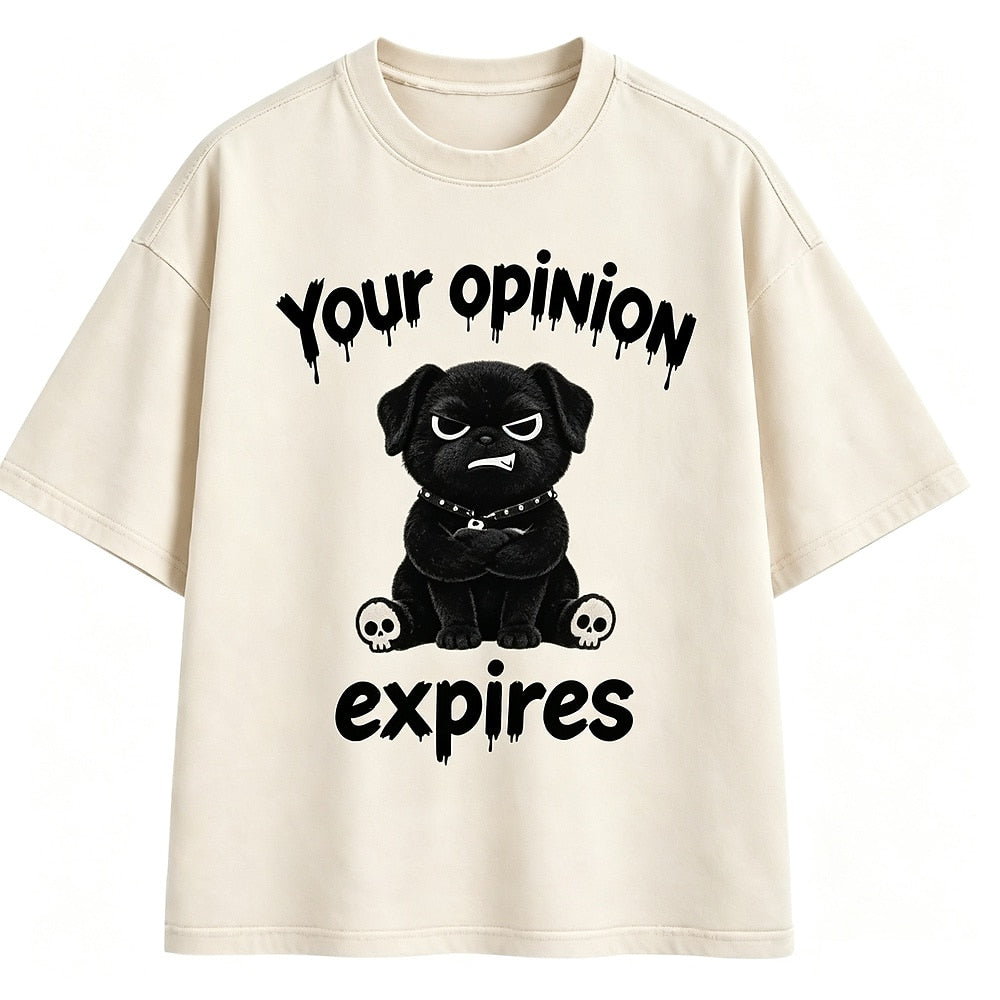 Your Opinion Expires Knife Dog Washed T-Shirt