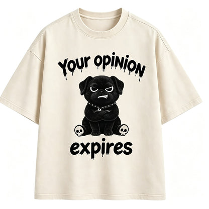 Your Opinion Expires Knife Dog Washed T-Shirt