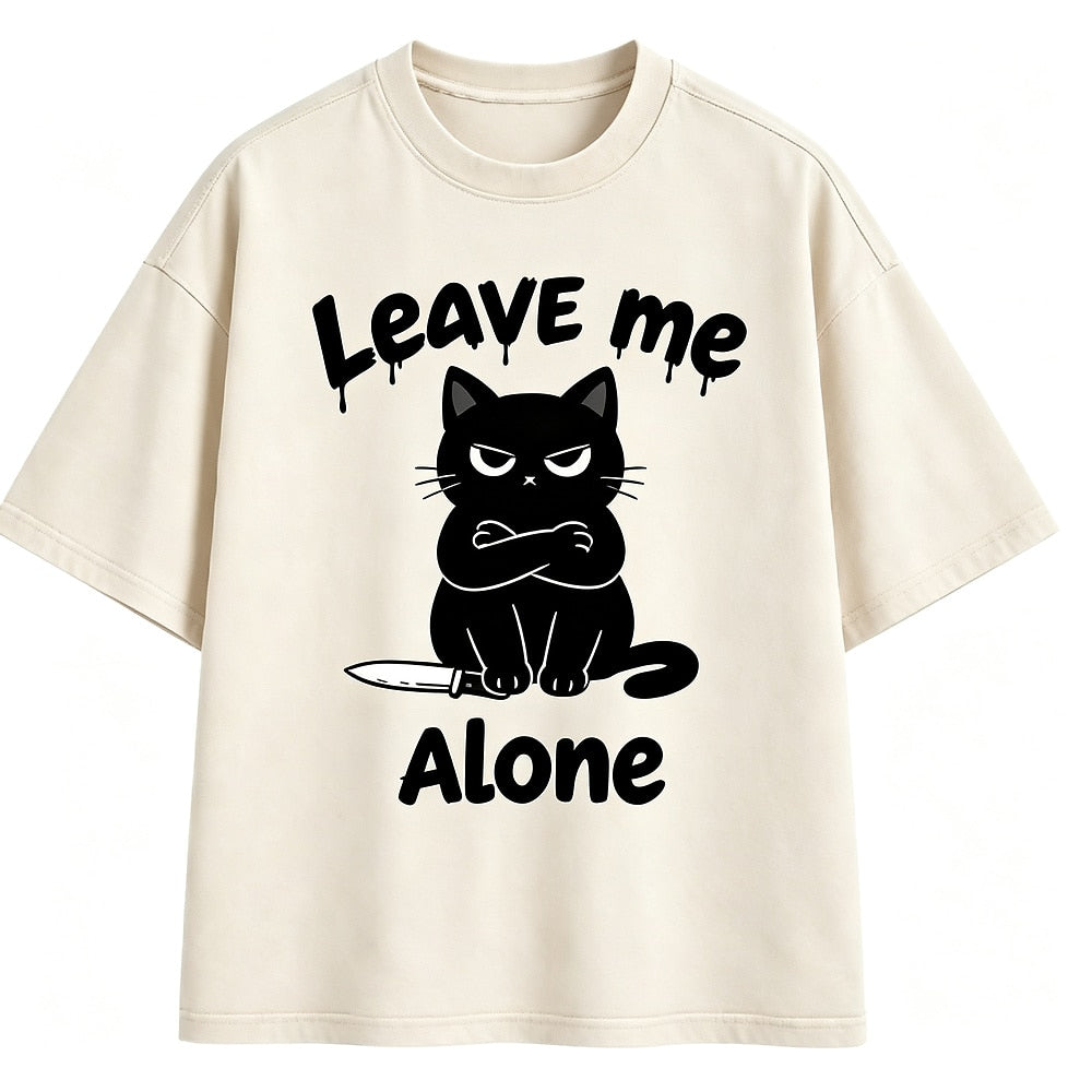 Leave Me Alone Knife Cat Washed T-Shirt