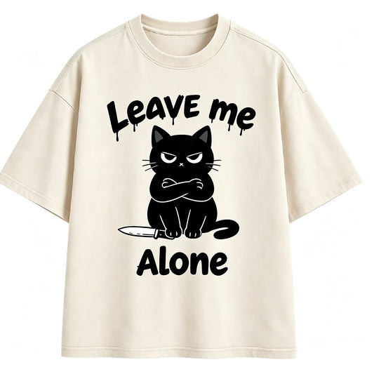Leave Me Alone Knife Cat Washed T-Shirt