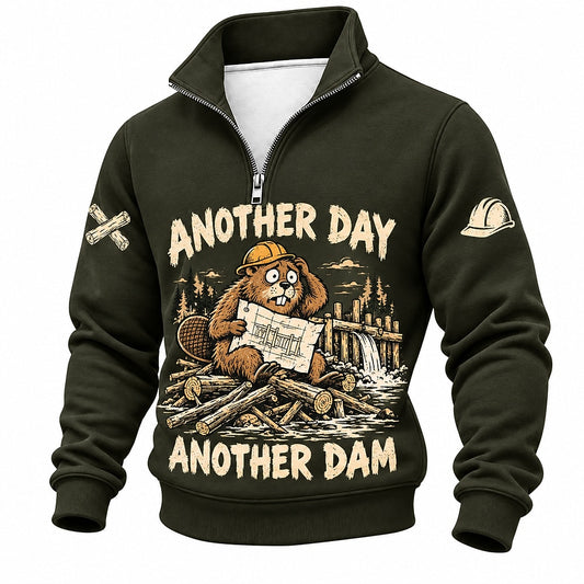 Another Day Another Dam Beaver Half-Zip Sweatshirt