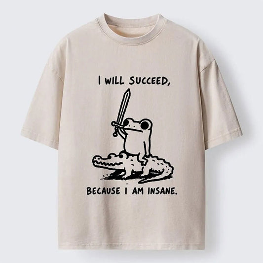 Japanese Style I Will Succeed Graphic Washed T-Shirt