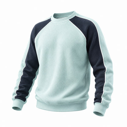 Raglan Waffle Crew Neck Sweatshirt