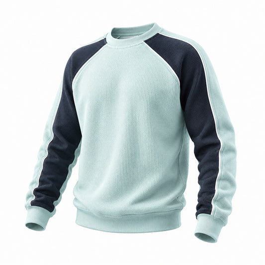Raglan Waffle Crew Neck Sweatshirt