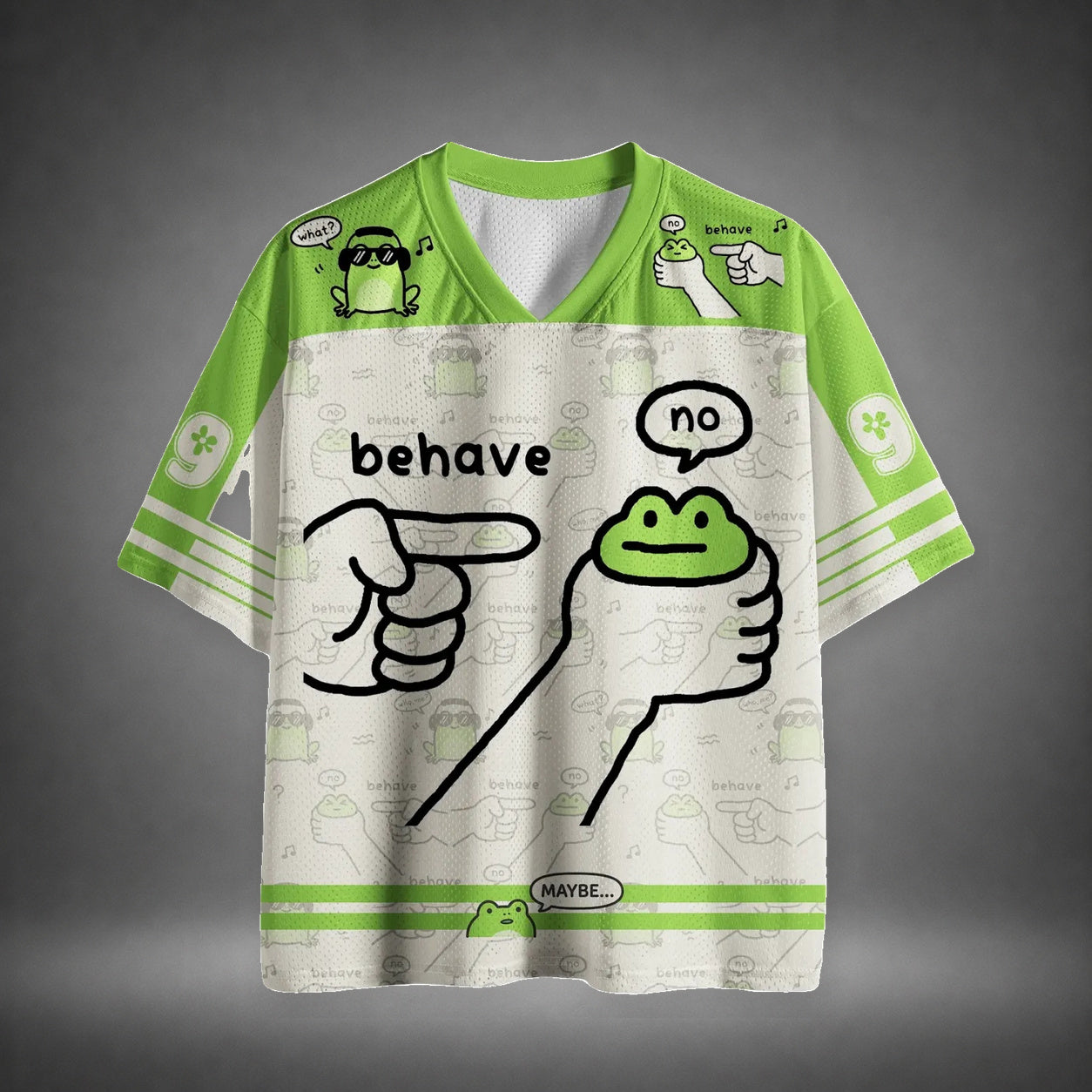 Men's Behave Frog Cartoon Print Short Sleeve Sports Jersey T-Shirt