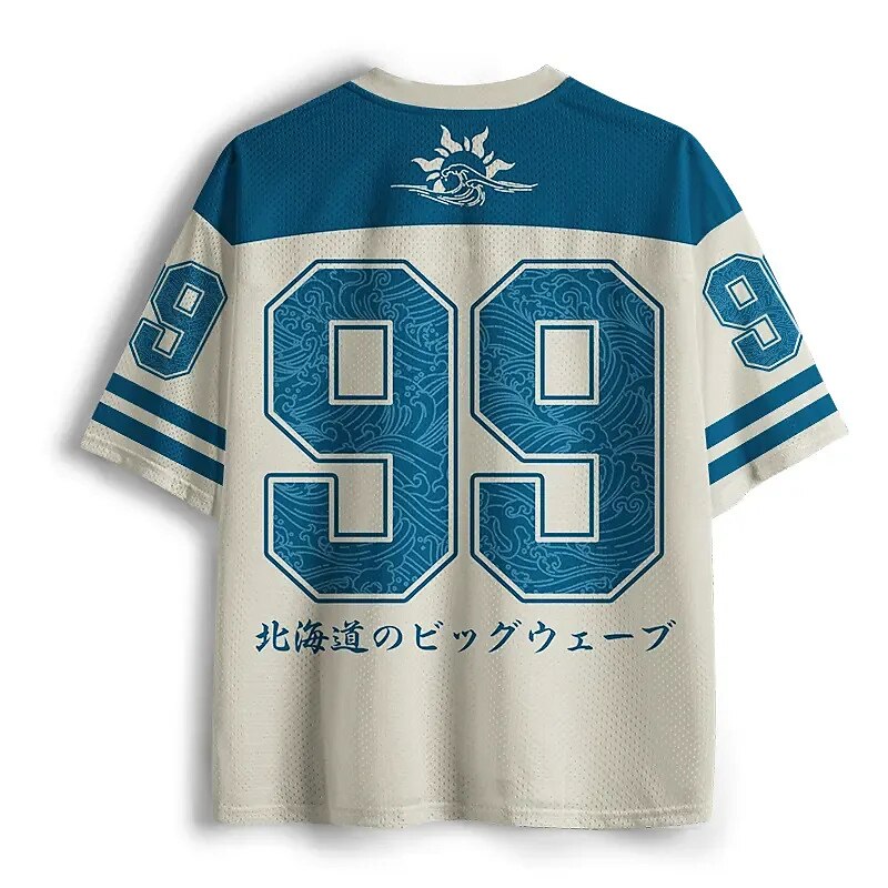 Men's Japanese Daruma Owl Print Short Sleeve Sports Jersey T-Shirt