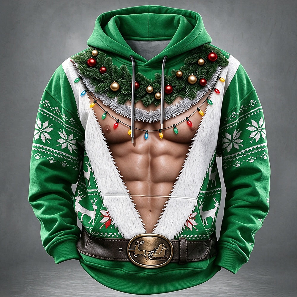 Muscle Santa Garland Hoodie