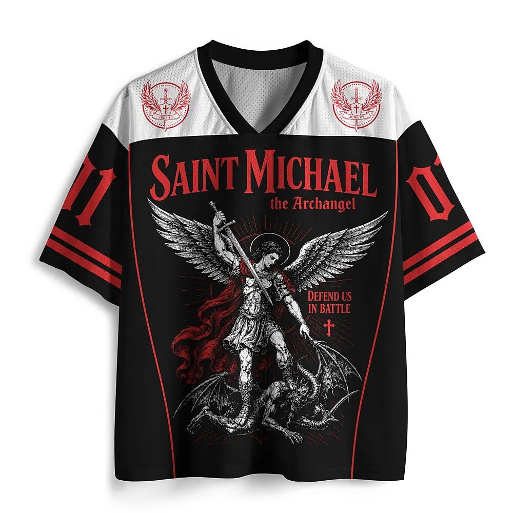 Men's Angel & Devil Number Graphic V-Neck Sports Jersey