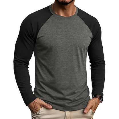 Contrast Raglan Henley Long Sleeve T-Shirt