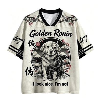Golden Ronin Dog V-Neck Mesh Jersey