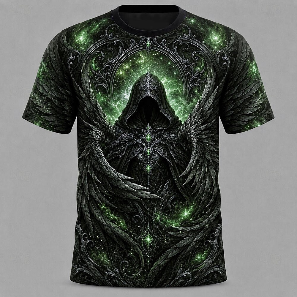 Men's Purple Grim Reaper Print Short Sleeve Gothic T-Shirt